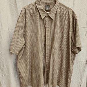 Casual shirt, rich brown, embroidered stripes